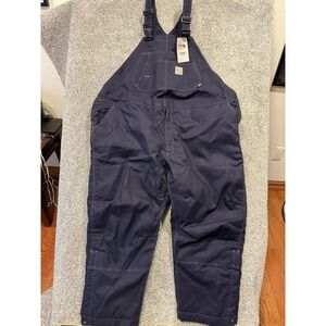 Carhartt FR Double Knee Bib Overall Mens 54x30 Blue Canvas Quilt Lined Workwear